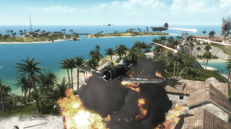 Battlefield 1943 Plane Flying Over Explosion