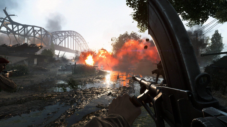Battlefield V Explosions Near a Bridge