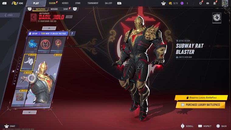 Marvel Rivals Battlepass rewards section