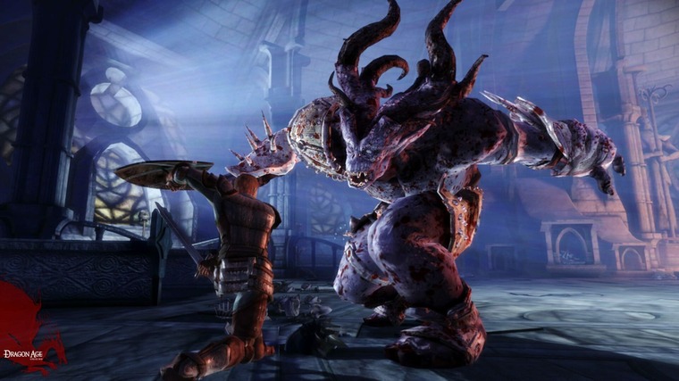 The Grey Warden battles a grotesque, massive demon in Dragon Age: Origins - Ultimate Edition.