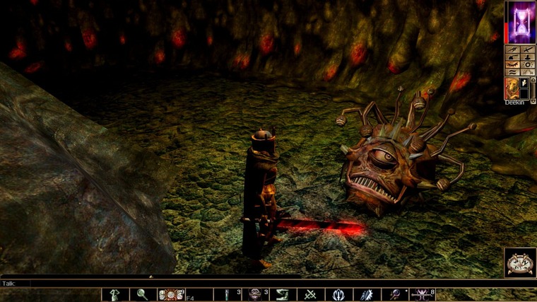 The player finds a dismembered head of a one-eyed monster in Neverwinter Nights - Enhanced Edition.