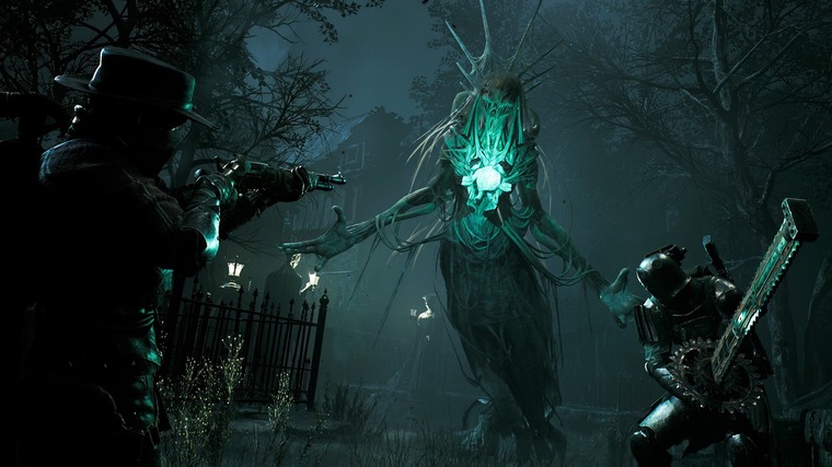 Two player characters fighting a Nightweaver in Remnant 2.