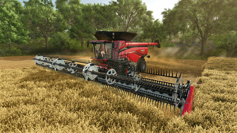Driving a harvester in Farming Simulator 25