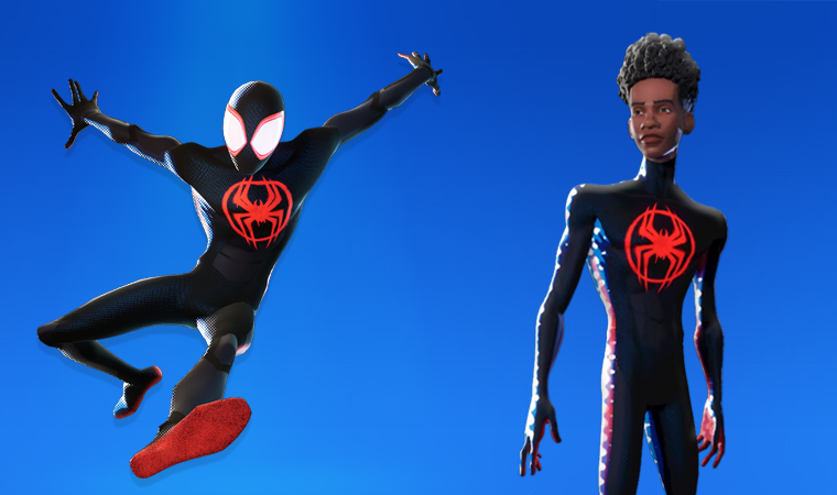 Spider-Man Miles Morales outfit and portrait showcase.
