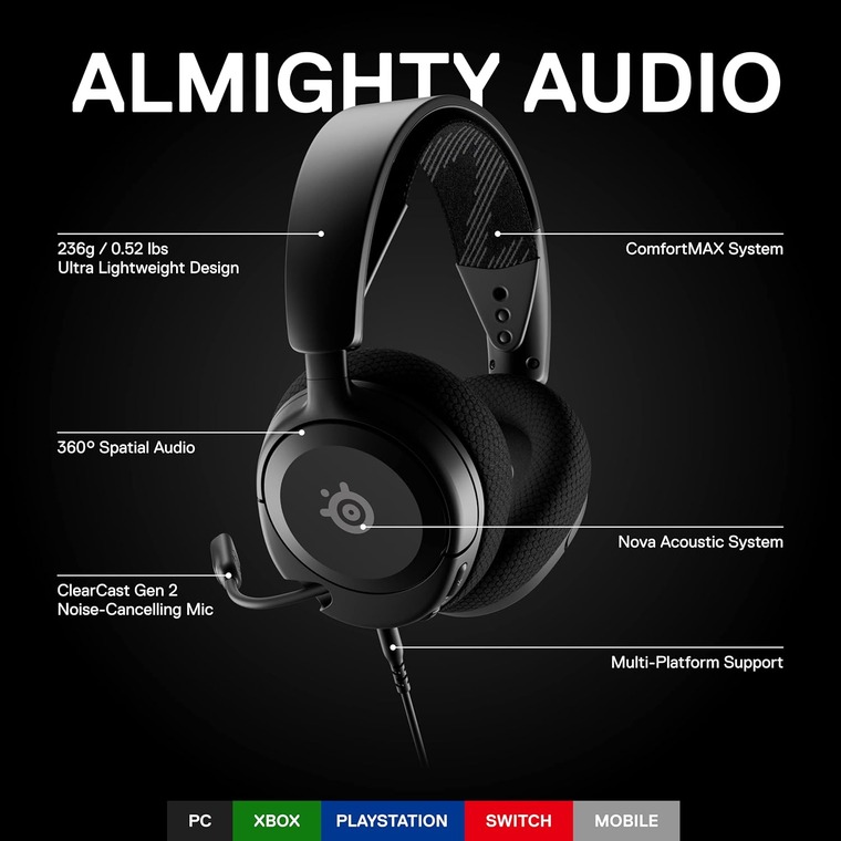 SteelSeries Arctis Nova 1 gaming headset with signature Arctis sound clarity