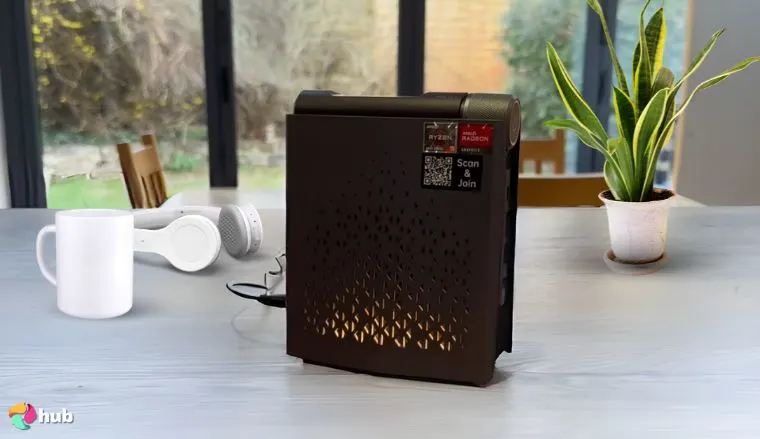 ACEMAGICIAN S3A Gaming PC on a white office desk arranged for a review