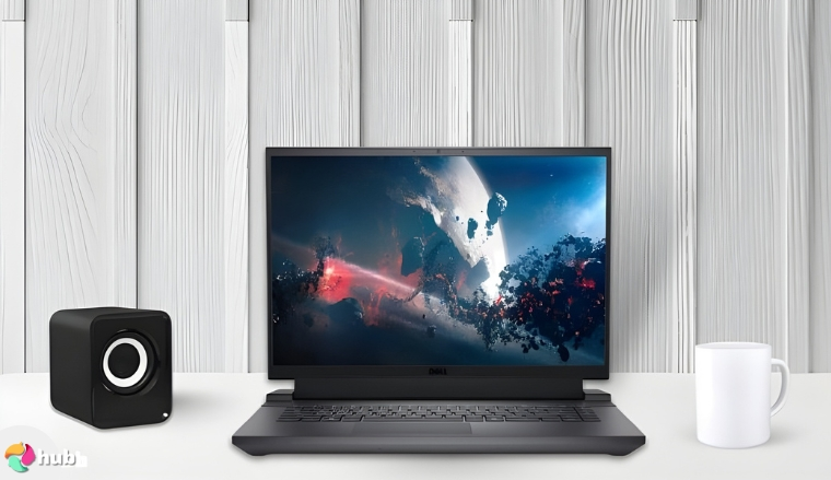 Dell G16 7630 Gaming Laptop on a white office desk in a clean setup for a review