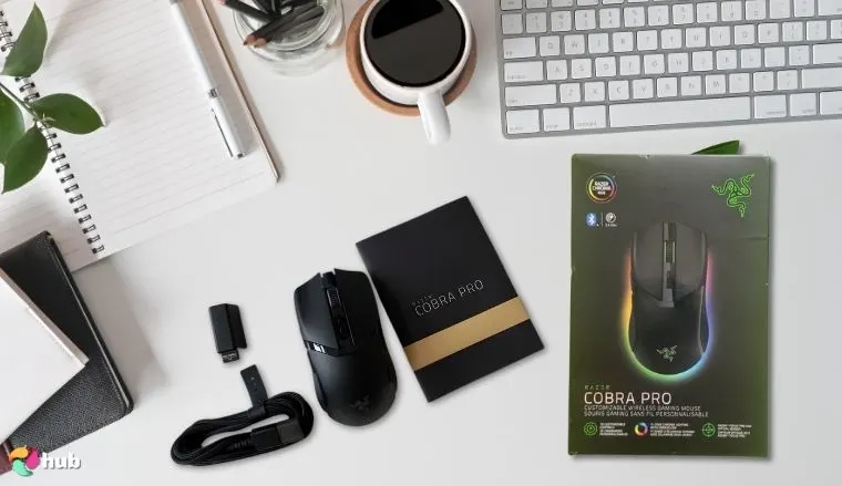 HyperX Pulsefire Haste Wireless Gaming Mouse on a white office desk ready for a product review