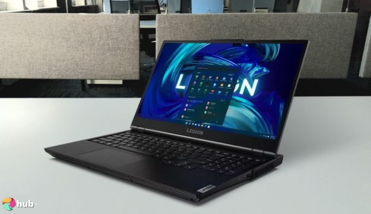 Lenovo Legion 5i Gaming Laptop on a white office desk with simple styling for a review