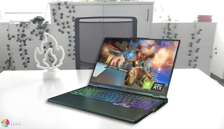 Lenovo Legion Pro 5i Gen 8 Gaming Laptop on a white office desk in a minimalist setup for a review