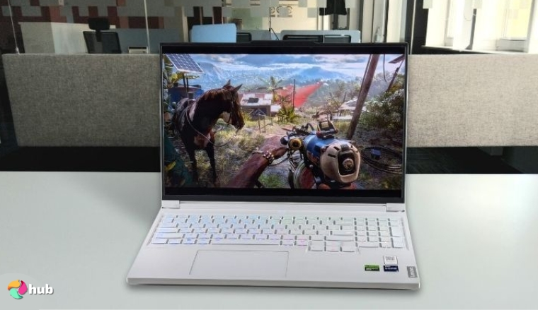 Lenovo Legion Pro 7i Gen Gaming Laptop on a white office desk photographed for a review