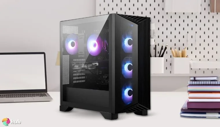 MSI Aegis Z2 Gaming PC on a white office desk with balanced composition for a review