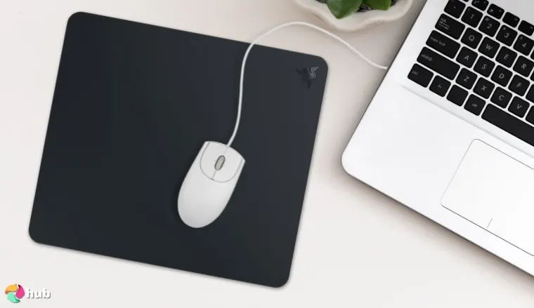 Razer Atlas Gaming Mouse Pad on a white office desk with neat arrangement for a review
