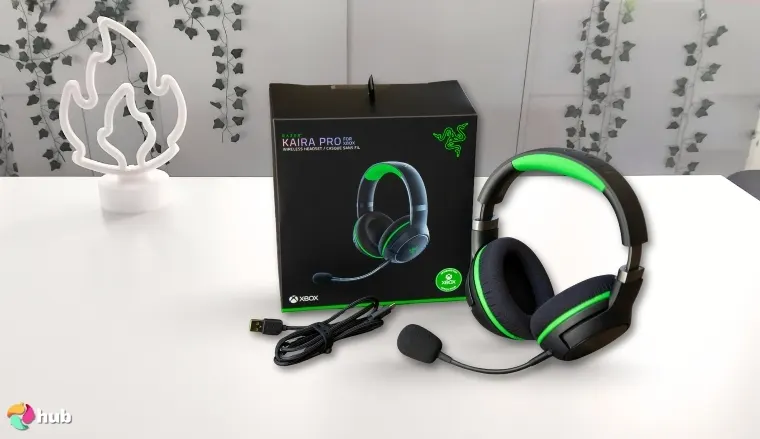 Razer Kaira X Headset on a white office desk with simple styling for a review