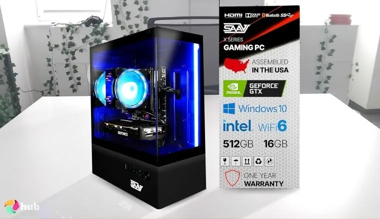 SAAV X1 PC on a white office desk positioned for photography