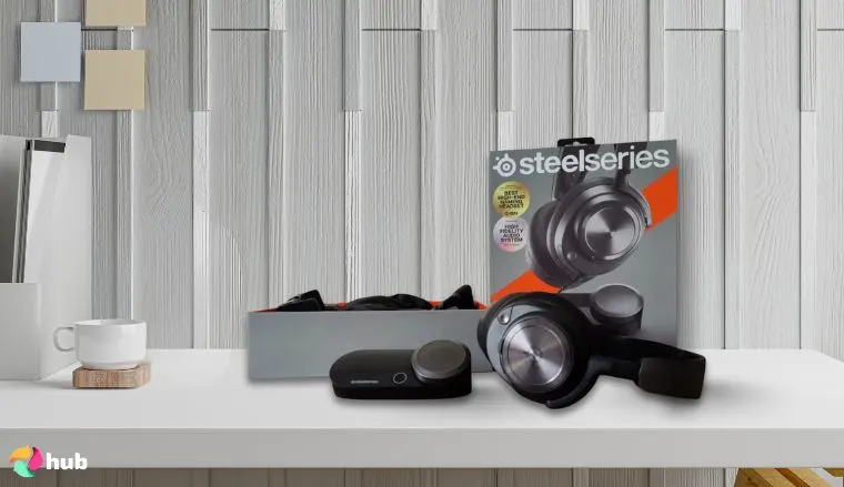 SteelSeries Arctis Nova Pro Headset on a white office desk styled neatly for a review