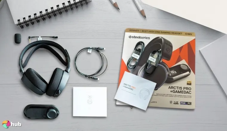 SteelSeries Arctis Pro + GameDAC Headset on a white office desk with simple styling for a review