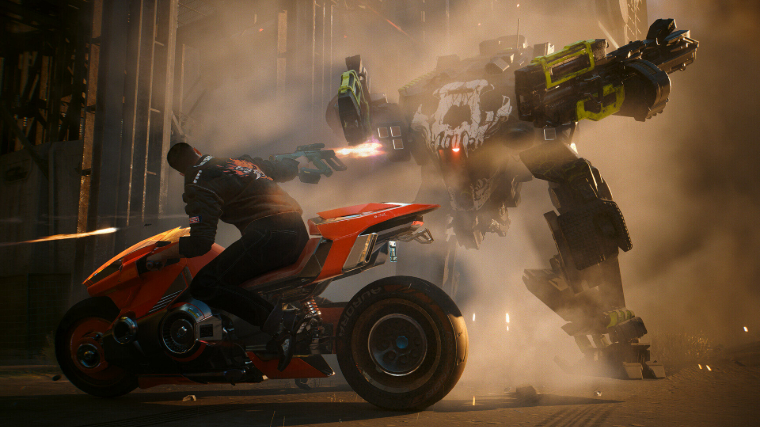Cyberpunk 2077: Ultimate Edition V in a Gunfight in the Street