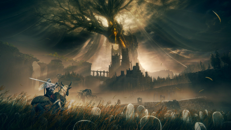 Elden Ring Shadow of the Erdtree Tarnished Riding Through the Fields