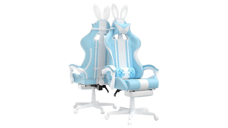 Ferghana Kawaii Charles Light Blue - Best Gaming Chair for Kids with Bunny Ears