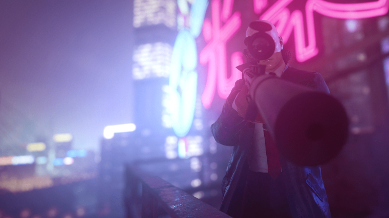 HITMAN World of Assassination Agent 47 Aiming Sniper Rifle at His Target