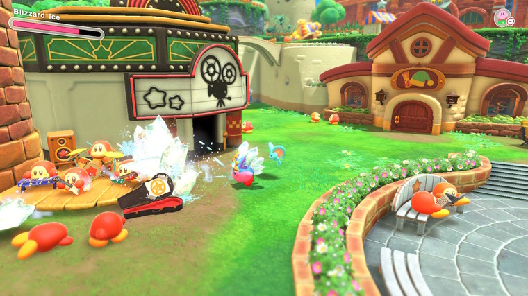 Kirby and the Forgotten Land Kirby Shooting Ice At Musicians