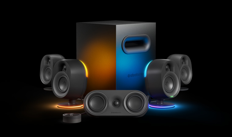 The Steelseries Arena 9 is a fantastic surround sound system that uses reactive RGB lighting