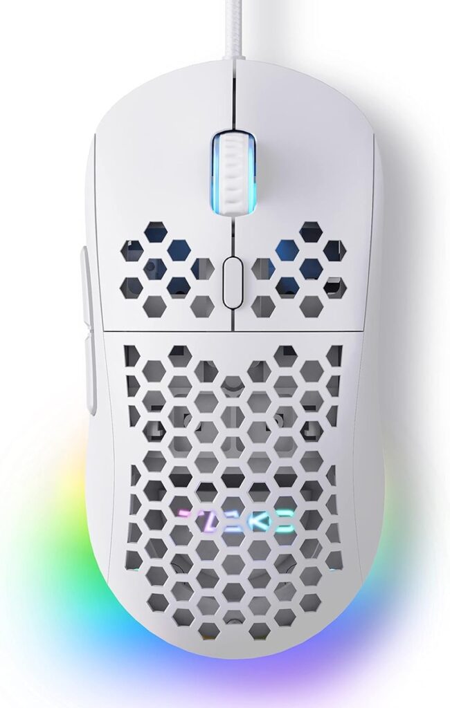 TMKB Falcon M1SE – ultralight gaming mouse with a honeycomb shell and fast response time for FPS games.