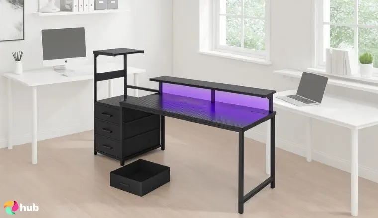 AODK 59 Inch Gaming Desk in the office with professional arrangement for a review