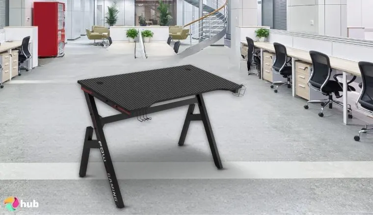 BestOffice 47 Inch  Gaming Desk in the office with soft lighting for a review