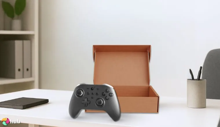 Dinosoo 10ft PS5 Controller on a white office desk prepared for testing shots