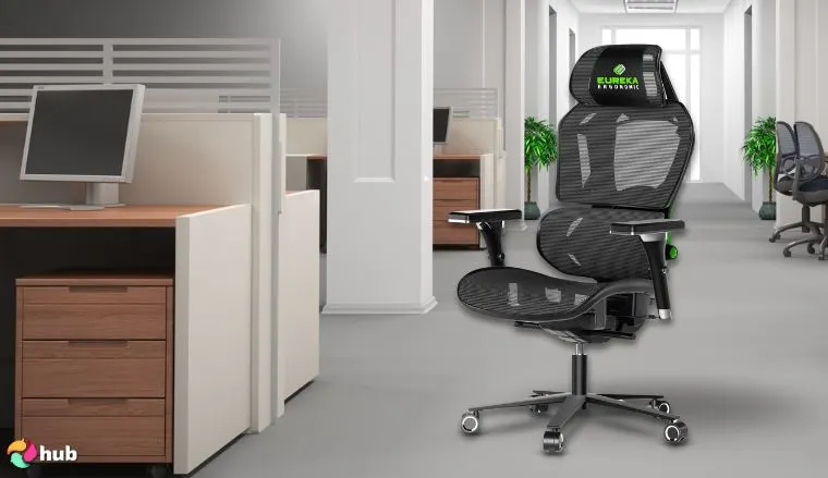 EUREKA ERGONOMIC Typhon Gaming Chair in the office in a top-down view for a review