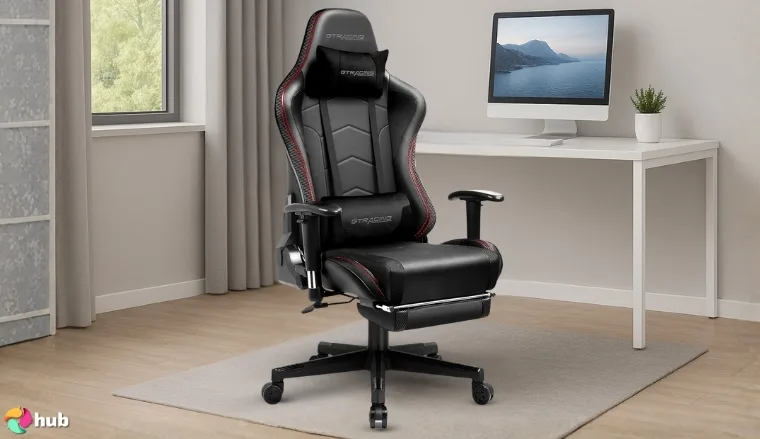 GTRACING 890MF Gaming Chair in the office desk with natural shadows for a review
