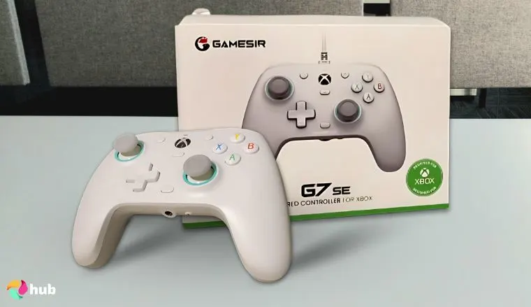 GameSir G7 SE Xbox Controller on a white office desk positioned for photography
