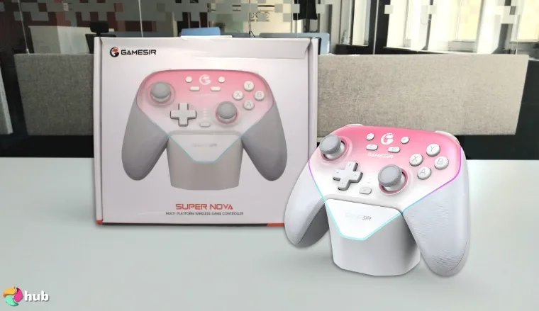 GameSir Super Nova PS5 Controller on a white office desk in close-up for a review