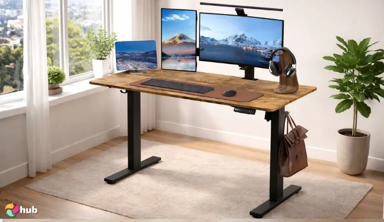 Kingant Electric Stand Up Desks [40 x 24 Inch] Standing Desk in the room in a clean setup for a review 