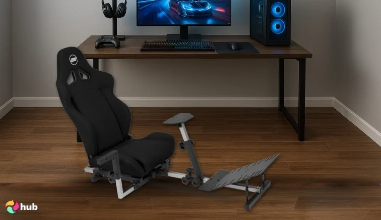 OpenWheeler GEN3 Sim-Racing Cockpit in the gaming room with professional arrangement for a review