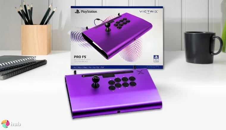 PDP Victrix Pro FS PS5 Controller on a white office desk with neat arrangement for a review