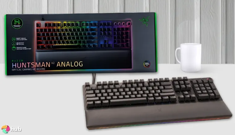 Razer Huntsman V2 Keyboard on a white office desk photographed for a review