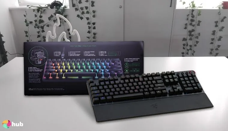 Razer Huntsman V3 Pro Keyboard on a white office desk with neat arrangement for a review