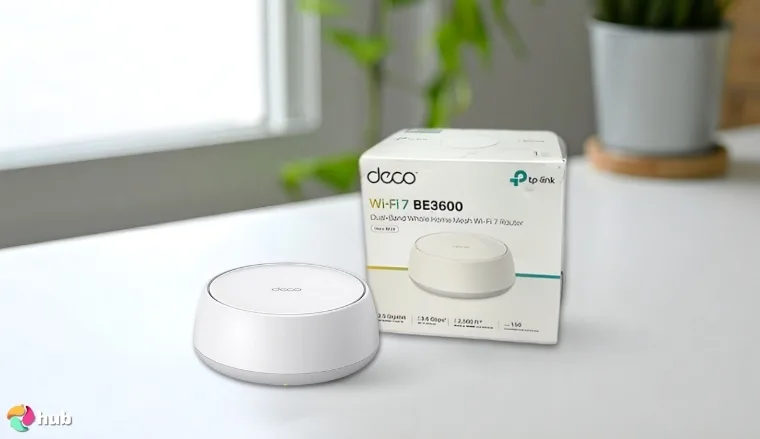 TP-Link BE3600 Streaming Router on a white office desk with simple styling for a review