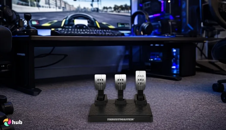 Thrustmaster T3PM in the gaming room styled neatly for a review