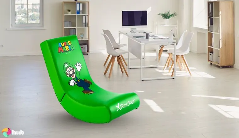 X Rocker Nintendo Green Gaming Chair for kids in the office styled neatly for a review