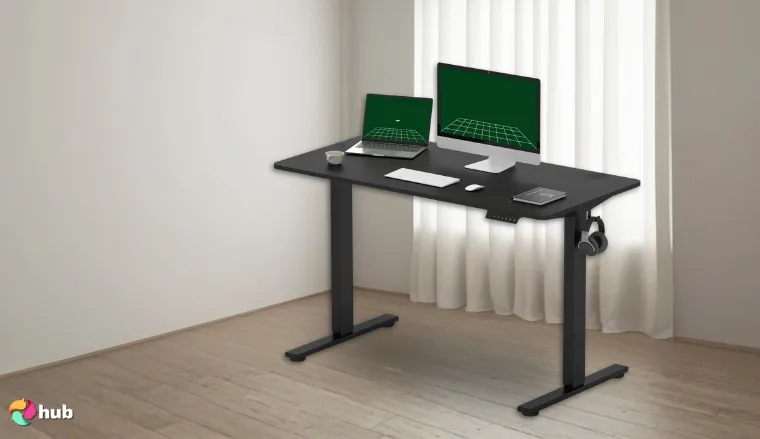 Zibbizo Electric Height Adjustable 40×24 Inches Standing Desk in the work space prepared for testing shots