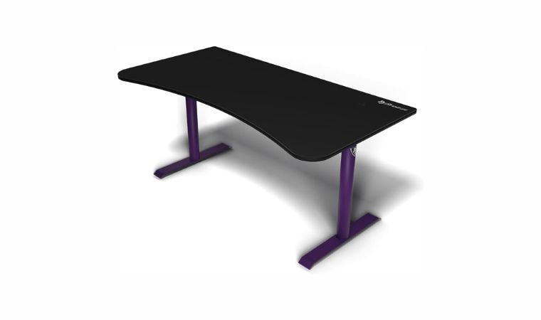 Arozzi Arena Ultrawide Curved Gaming Desk offering ample space for multi-monitor setups.