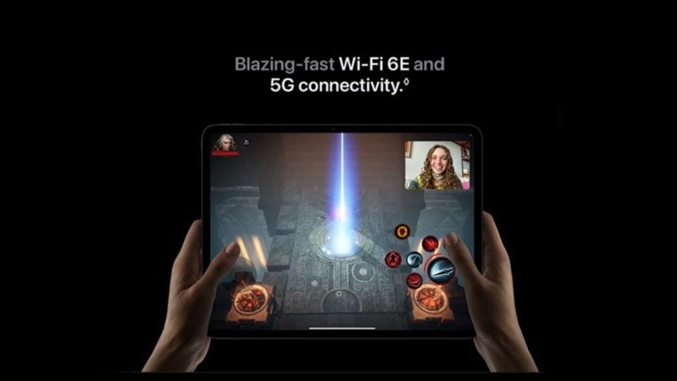 A tablet's Wi-Fi 6 and 5G connectivity features.
