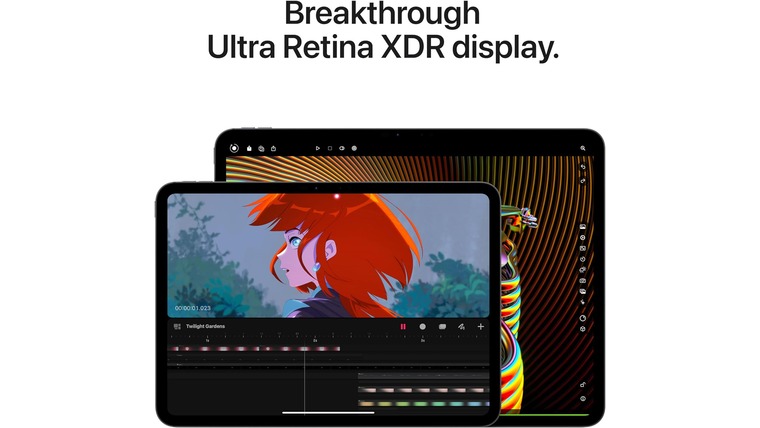 Showcase of an iPad's ultra retina XDR display.