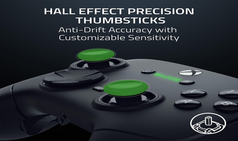 An Xbox controller that has Hall Effect Precision thumbsticks.