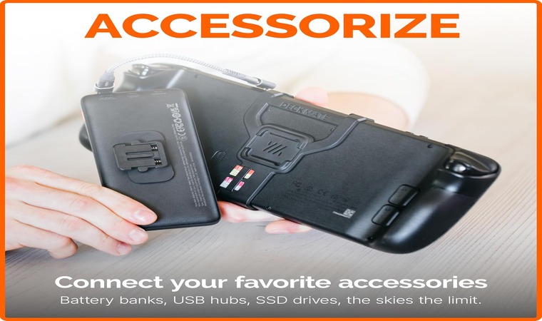 A showcase image of a Steam Deck accessory that allows users a large degree of personalization.