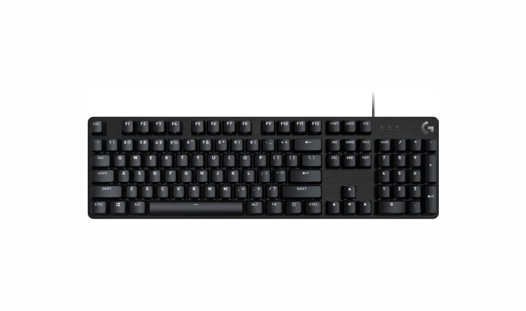 Logitech G413 SE Full-Size – budget gaming keyboard with tactile mechanical switches, aluminum frame, and white backlighting.